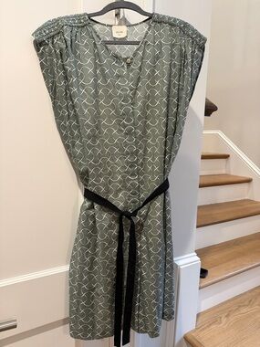ALYSI Olive Green Patterned Sleeveless Dress